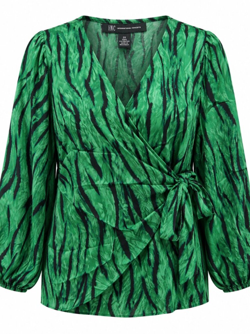 INC International Concepts Women’s Plus Size 3X Green & Black Animal Print Wrap